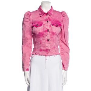 Retrofete Pink Distressed Denim Jean Jacket